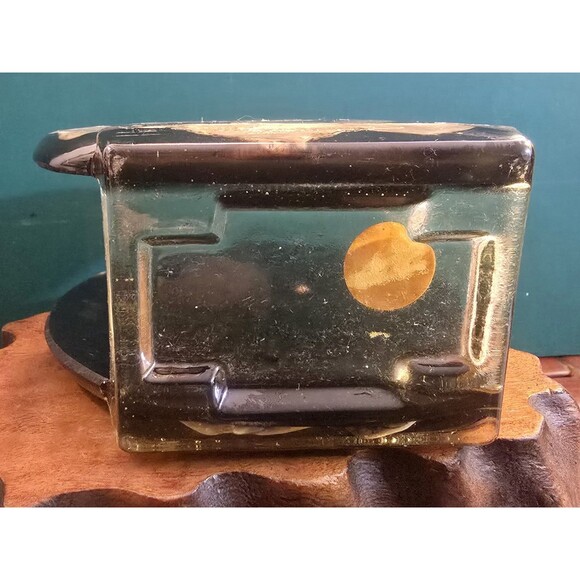 1974 Lucite Acrylic Abalone Seashell Napkin Letter Holder San Francisco Souvenir - Picture 5 of 6